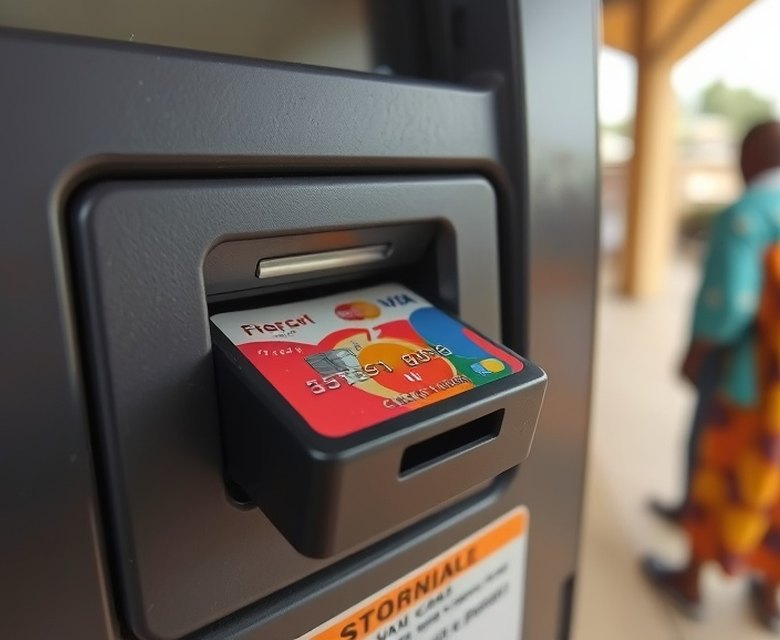 Before — Terminal fascia with a foreign device fitted over the card reader.